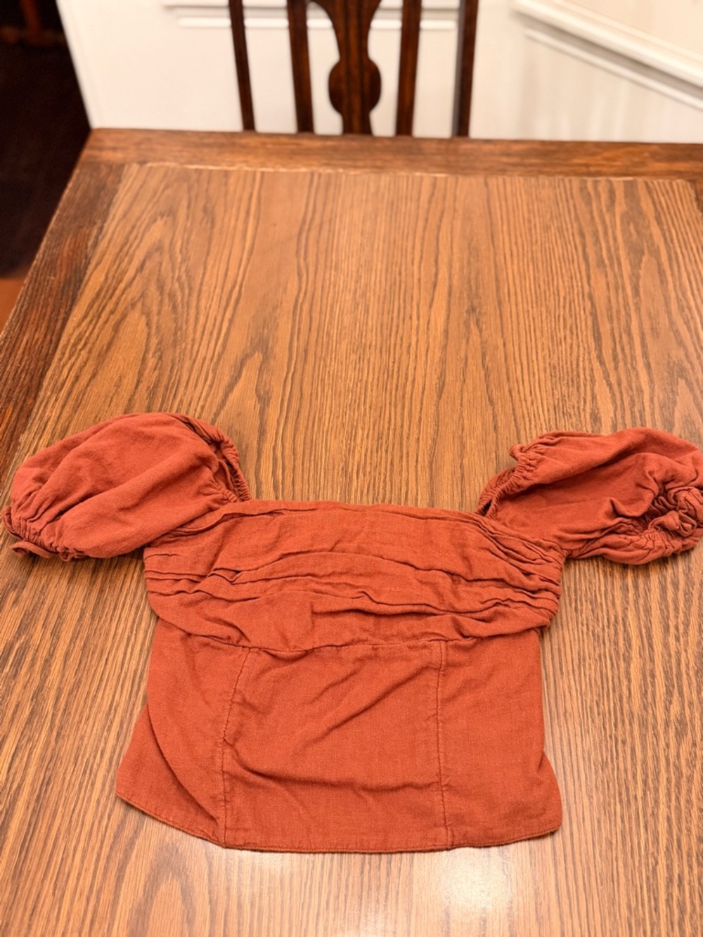 Abercrombie & Fitch Rust -Shoulder Puff Sleeve Crop Top